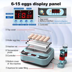Инкубатор для яиц с автоматическим контрольем температуры и влажности OUYOLAD,  6-15 яиц цена и информация | Товары для сельскохозяйственных животных | 220.lv