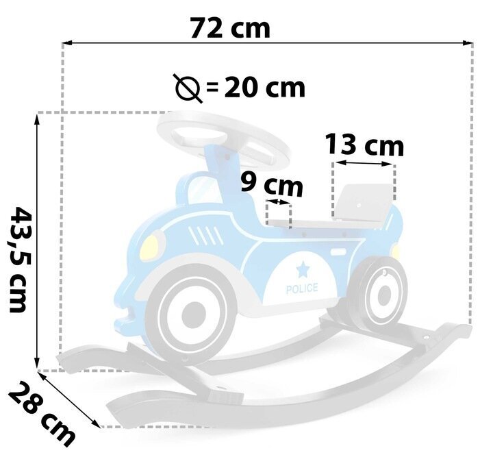 Koka šūpuļkrēsls bērniem RicoKids Policijas auto cena un informācija | Rotaļlietas zīdaiņiem | 220.lv