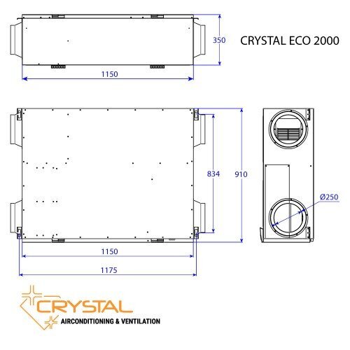 Crystal ECO 2000 rekuperators cena un informācija | Gaisa kondicionieri, siltumsūkņi, rekuperatori | 220.lv