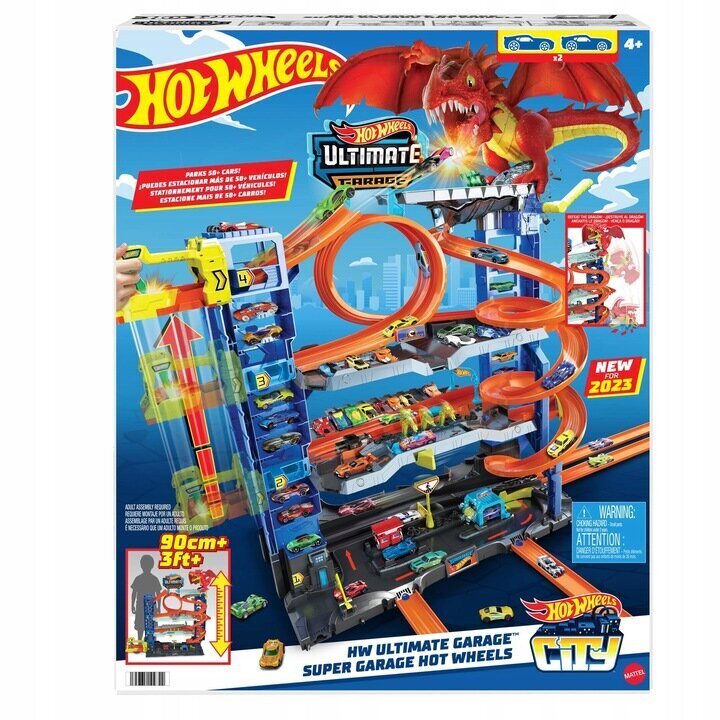 Trase - garāža Hot Wheels City Mega Garage Dragon Attack HKX48 cena un informācija | Rotaļlietas zēniem | 220.lv