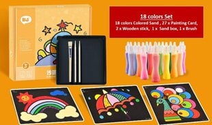 Мега набор для рисования песком 18 цветов+27 карточек цена и информация | Принадлежности для рисования, лепки | 220.lv
