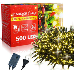Ziemassvētku eglīšu lampiņas, 500 LED, 34,5 m cena un informācija | Ziemassvētku lampiņas, LED virtenes | 220.lv