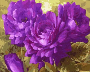 Glezna pēc cipariem Violetie ziedi, 40x50 cm cena un informācija | Gleznas pēc numuriem | 220.lv