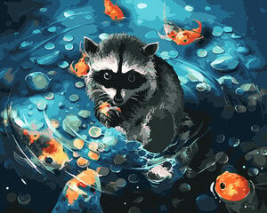 Glezna pēc cipariem Jenots un zivis, 40x50 cm cena un informācija | Gleznas pēc numuriem | 220.lv