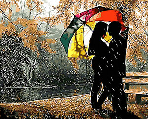 Glezna pēc cipariem Zem krāsainā lietussarga, 40x50 cm cena un informācija | Gleznas pēc numuriem | 220.lv