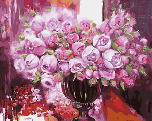 Glezna pēc cipariem Violetais mirdzums vāzē, 40x50 cm cena un informācija | Gleznas pēc numuriem | 220.lv