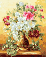 Glezna pēc cipariem Ziedi vāzē, 40x50 cm cena un informācija | Gleznas pēc numuriem | 220.lv