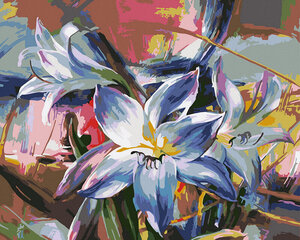 Glezna pēc cipariem Zilās lilijas, 40x50 cm cena un informācija | Gleznas pēc numuriem | 220.lv