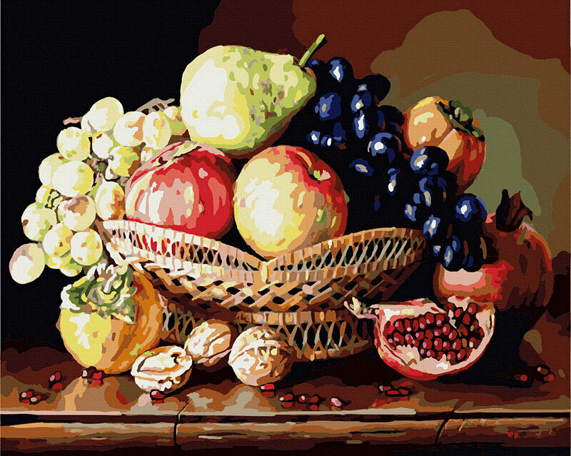 Glezna pēc cipariem Klusā daba ar augļiem, 40x50 cm cena un informācija | Gleznas pēc numuriem | 220.lv