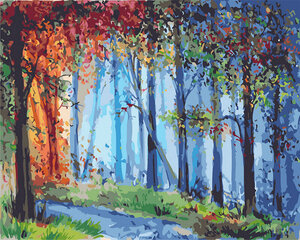 Glezna pēc cipariem Krāsainie koki, 40x50 cm cena un informācija | Gleznas pēc numuriem | 220.lv