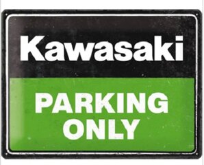 Metāla plāksne Kawasaki - Parking Only Green, 1 gab. cena un informācija | Interjera priekšmeti | 220.lv
