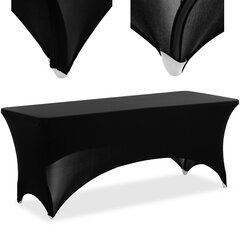 Universāls elastīgs pārvalks taisnstūra galdam 180 x 74 cm melns cena un informācija | Citi piederumi mēbelēm | 220.lv