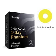 Цветные Однодневные Контактные Линзы Clearcolor Phantom 1Day Zombie Yellow FN106N R8.60 D14.5, желтые, 2 линзы цена и информация | Линзы для глаз | 220.lv