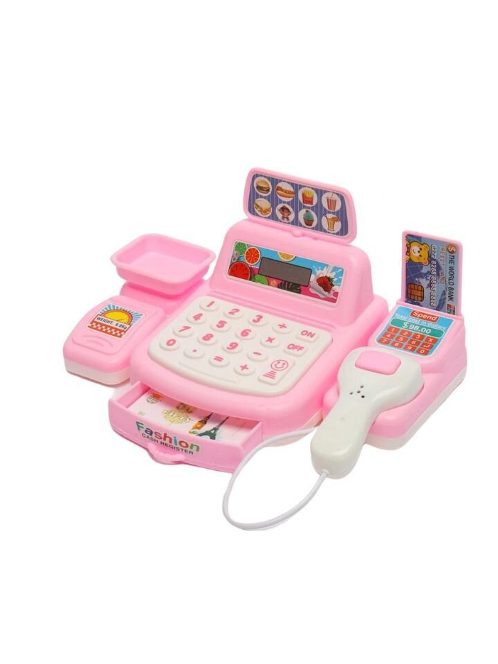 Bērnu rotaļu komplekts: elektroniskā kase Electronics-27, izmērs 19x12x10 cm, rozā cena un informācija | Rotaļlietas meitenēm | 220.lv