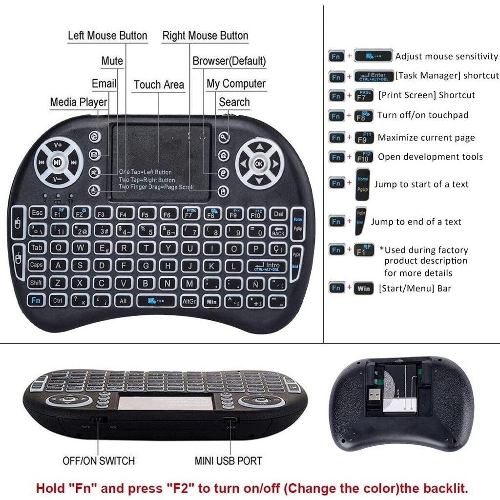 Mini bezvadu portatīvā tastatūra BlackBird ar Wifi, melna цена и информация | Klaviatūras | 220.lv