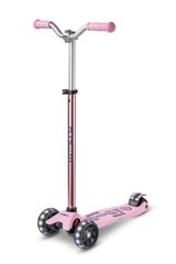 Trīsriteņu skrejritenis Micro Maxi Deluxe Pro LED, rozā cena un informācija | Skrejriteņi | 220.lv