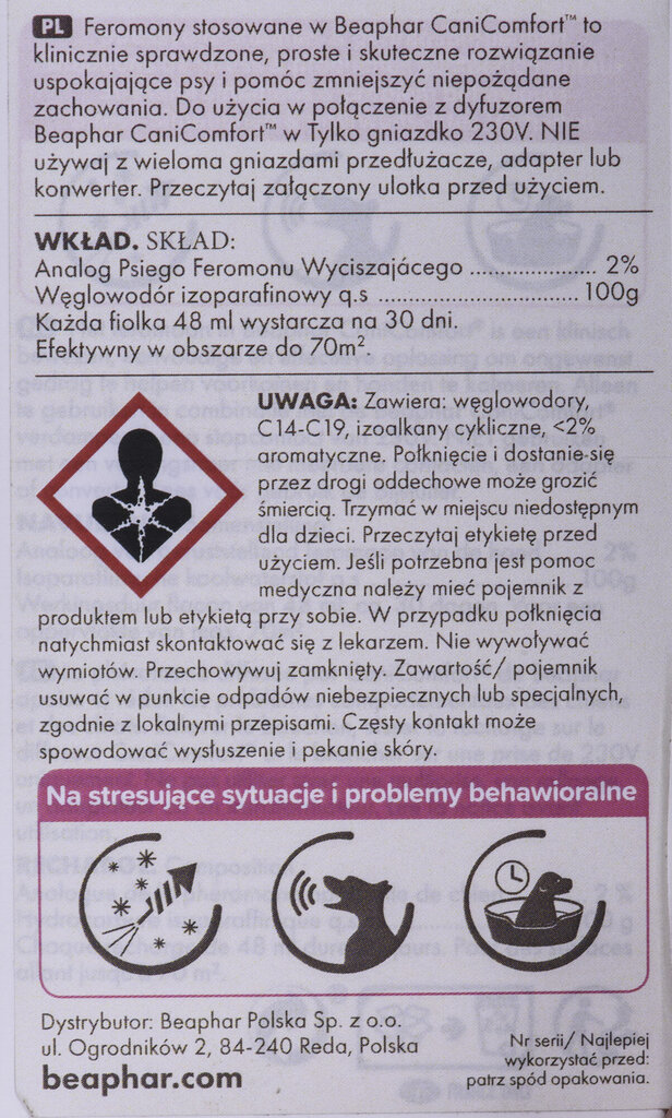 Feromonu pilieni suņiem Beaphar Diffuser, 48 ml цена и информация | Kopšanas līdzekļi dzīvniekiem | 220.lv