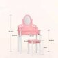 Bērnu tualetes galdiņš ar spoguli un krēslu KS236-B, balts/rozā cena un informācija | Kosmētikas galdiņi | 220.lv
