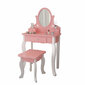 Bērnu tualetes galdiņš ar spoguli un krēslu KS236-B, balts/rozā цена и информация | Kosmētikas galdiņi | 220.lv
