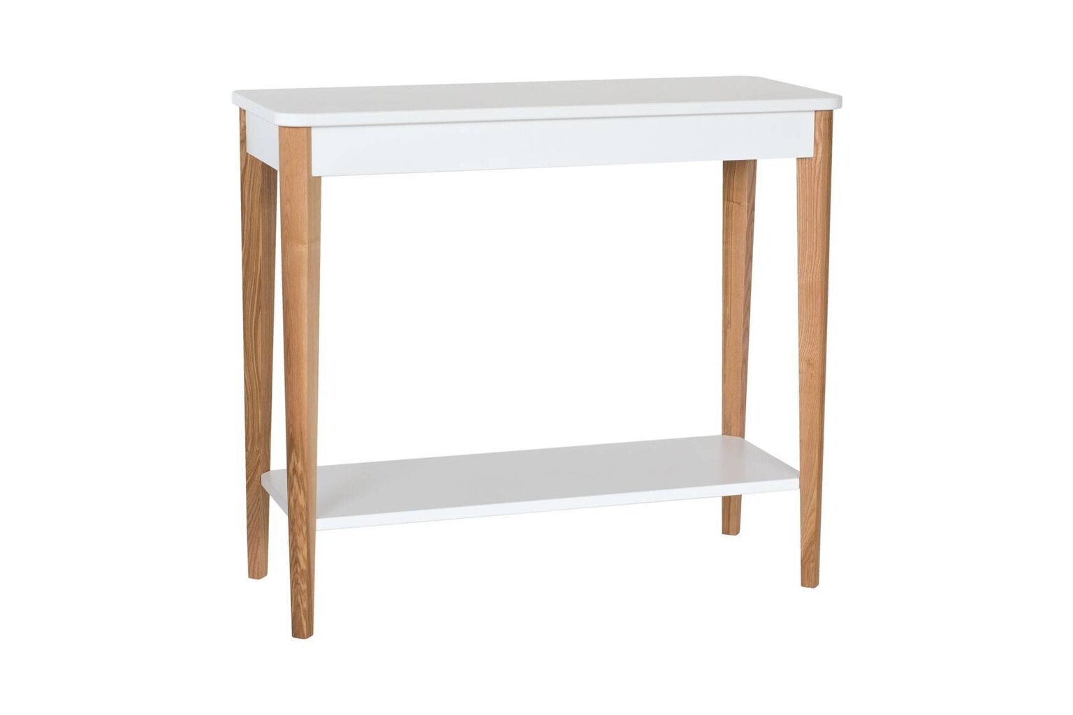 Konsoles galds ar plauktu Ashme, 85x35cm, balts cena un informācija | Konsoles galdiņi | 220.lv