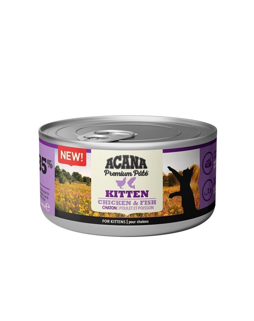 Acana Premium Pate Kitten kaķēniem, ar vistu un zivīm, 8x85 g cena un informācija | Konservi kaķiem | 220.lv