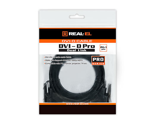 DVI-D – DVI-D (24+1) Pro, REAL-EL цена и информация | Adapteri un USB centrmezgli | 220.lv