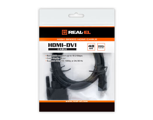 HDMI-DVI M-M, 1.8m, REAL-EL cena un informācija | Adapteri un USB centrmezgli | 220.lv