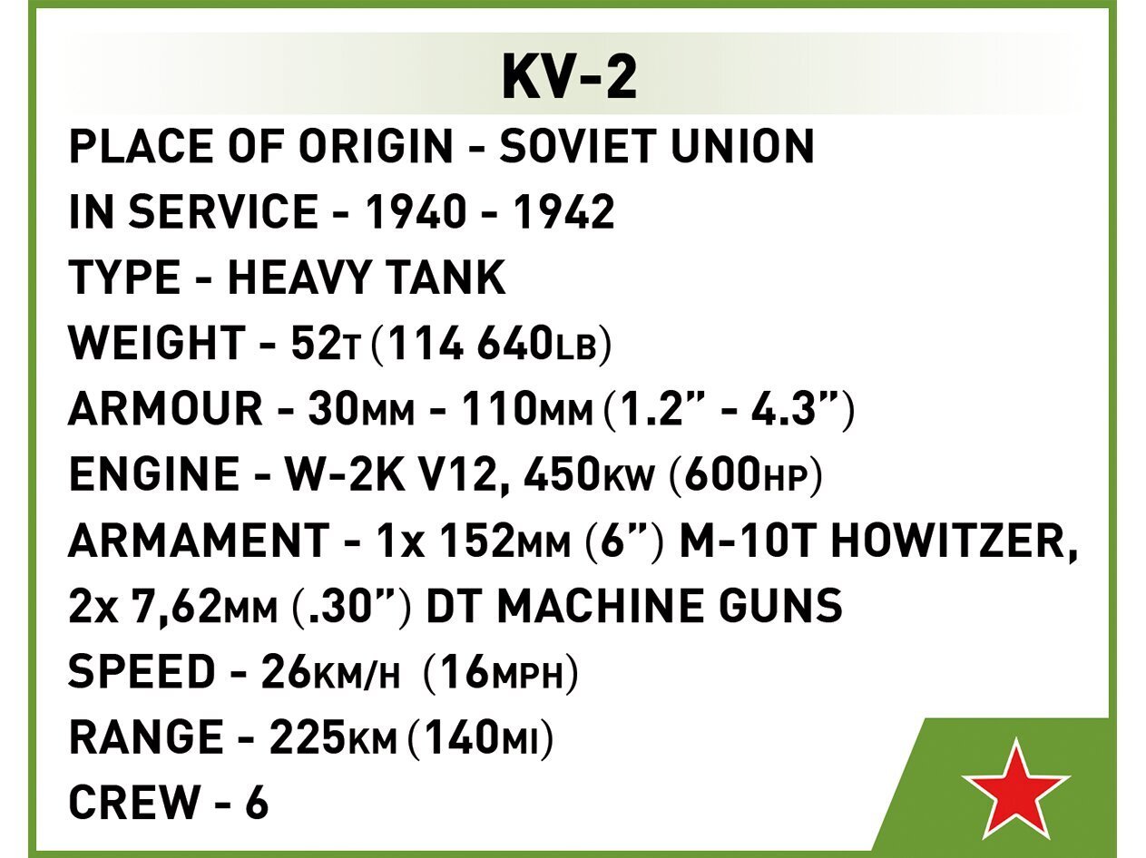 Konstruktors Cobi KV-2, 1/48, 2731 цена и информация | Konstruktori | 220.lv