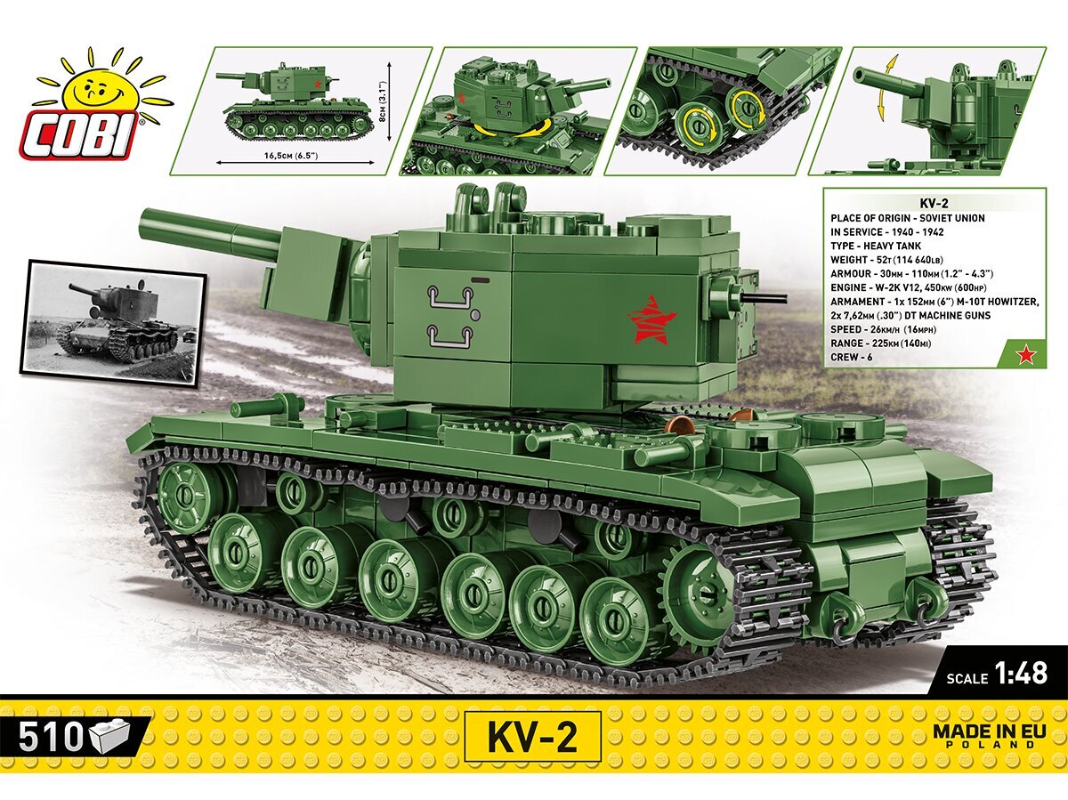 Konstruktors Cobi KV-2, 1/48, 2731 цена и информация | Konstruktori | 220.lv