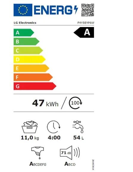LG F4Y5EYP6W цена и информация | Veļas mašīnas | 220.lv