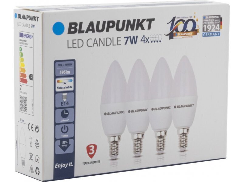 LED spuldzes Blaupunkt E14 6,8W, dabīgi baltas, 4 gab. цена и информация | Spuldzes | 220.lv