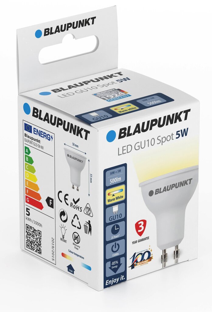 LED spuldze Blaupunkt GU10 5W, silti balta cena un informācija | Spuldzes | 220.lv