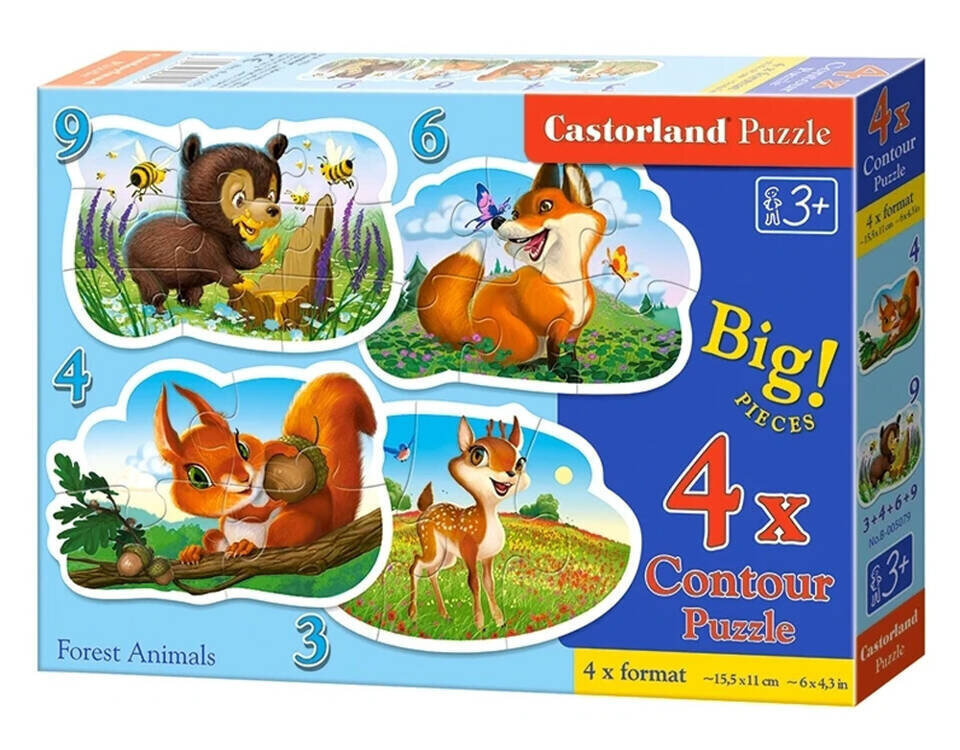 Puzle 4in1 Meža dzīvnieki Castorland, 3,4,4,6,9 gab. цена и информация | Puzles, 3D puzles | 220.lv