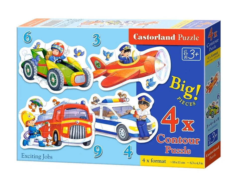 Puzle Castorland 4in1 transportlīdzekļi, 3,4,4,6,9 gab. cena un informācija | Puzles, 3D puzles | 220.lv