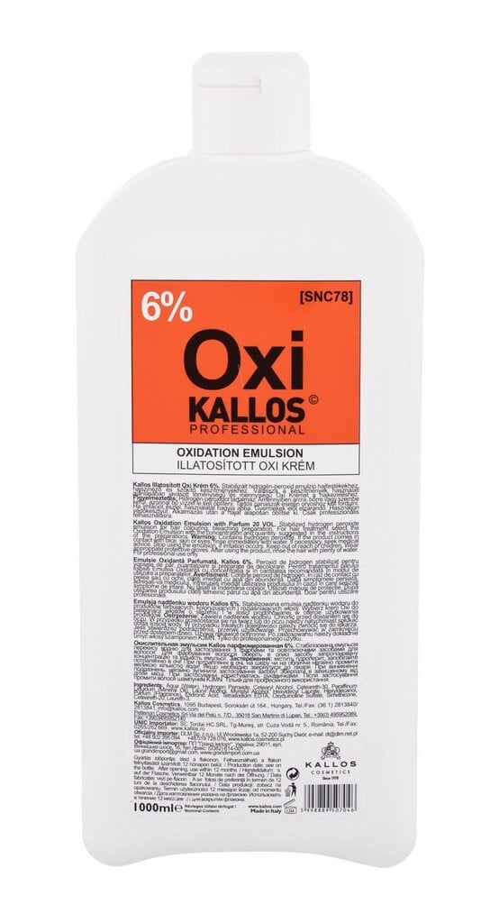 Matu krāsu oksidants Kallos Cosmetics, 1000 ml цена и информация | Matu krāsas | 220.lv