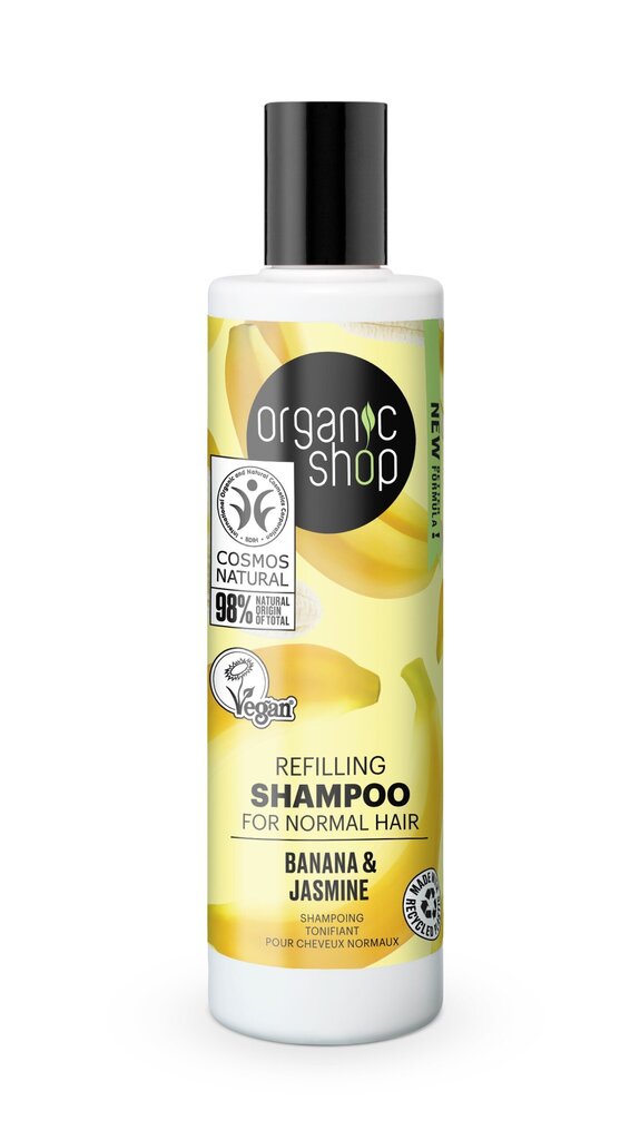 Šampūns normāliem matiem Organic Shop Bananas & jasmīns, 280 ml cena un informācija | Šampūni | 220.lv