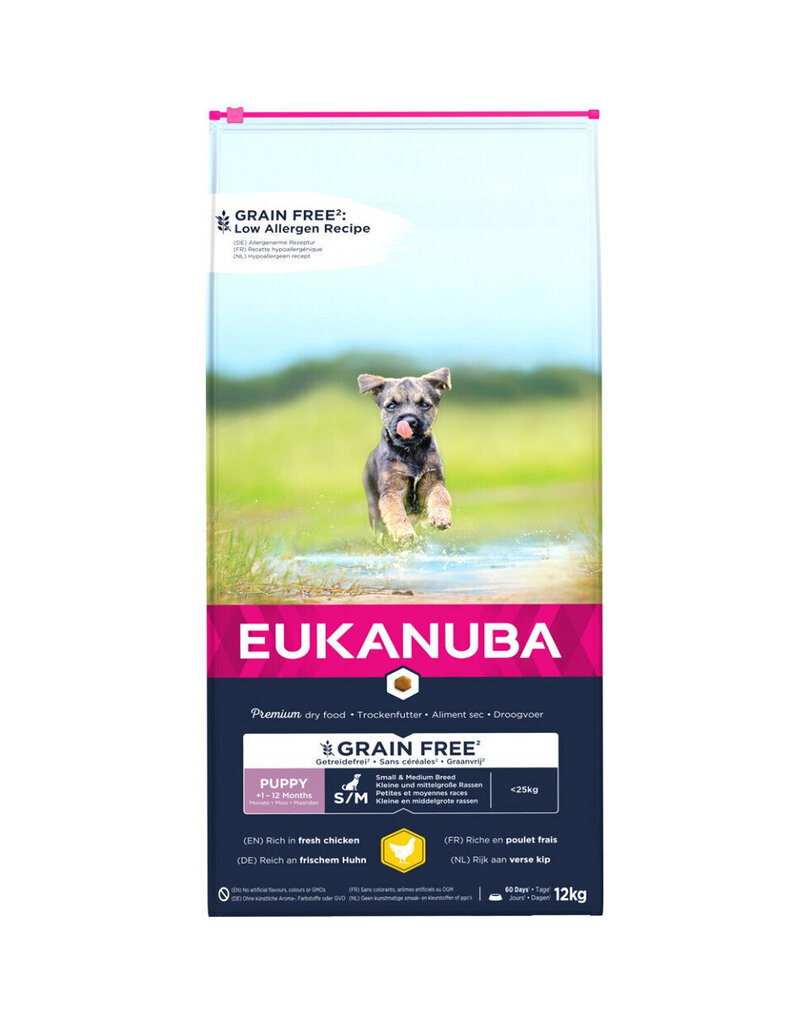 Eukanuba Puppy Grain Free S/M mazo un vidējo šķirņu suņiem, ar vistas gaļu, 3 kg цена и информация | Sausā barība suņiem | 220.lv