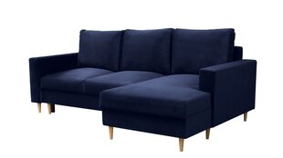 Угловой диван BAMBI - L-образный мягкий уголок, кушетка, гостиная (цвет: темно-синий пуфик: слева) цена и информация | Угловые диваны | 220.lv