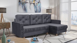 Угловой диван MALAGA - L-образный мягкий уголок, гостиная зона, кушетка со спальной функцией и основанием для кровати (цвет: темно-серый, оттоманка: UNI) цена и информация | Угловые диваны | 220.lv