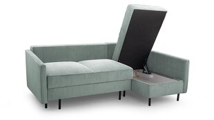 Угловой диван MIUMIU - компактный мягкий уголок из вельвета со спальной функцией и основанием для кровати 220x137 (цвет: мятный, оттоманка: справа) цена и информация | Угловые диваны | 220.lv