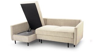 Угловой диван MIUMIU - компактный мягкий уголок из вельвета со спальной функцией и основанием для кровати 220x137 (цвет: бежевый, оттоманка: справа) цена и информация | Угловые диваны | 220.lv