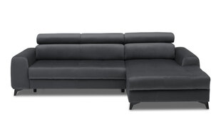 Угловой диван MODESTO- L-образный мягкий уголок (цвет: темно-серый, оттоманка: правая) цена и информация | Угловые диваны | 220.lv