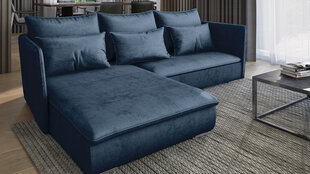 Угловой диван MOKKA - L-образная гостиная зона, мягкий уголок, кушетка со спальной функцией и спальным местом (цвет: темно-синий, оттоманка: слева) цена и информация | Угловые диваны | 220.lv