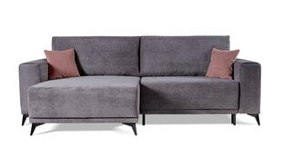 Угловой диван VALENCIA - L-образный мягкий уголок, кушетка, гостиная, универсальный в вельвете (цвет: серый оттоманка: UNI) цена и информация | Угловые диваны | 220.lv