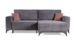 Угловой диван VALENCIA - L-образный мягкий уголок, кушетка, гостиная, универсальный в вельвете (цвет: серый оттоманка: UNI) цена и информация | Угловые диваны | 220.lv