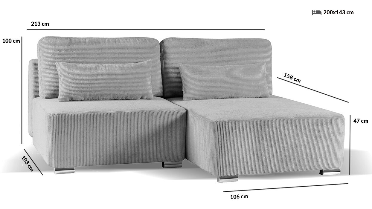 Stūra dīvāns Venezia, pelēks cena un informācija | Stūra dīvāni | 220.lv