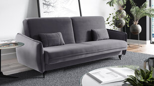 Диван-кровать MORO - диван, кушетка со спальной функцией и выдвижными ящиками в велюре (цвет: серый) цена и информация | Диваны | 220.lv