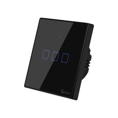 Sonoff TX T3 EU 3C 3-канальный умный настенный сенсорный выключатель света с Wi-Fi и RF (черный) цена и информация | Электрические выключатели, розетки | 220.lv