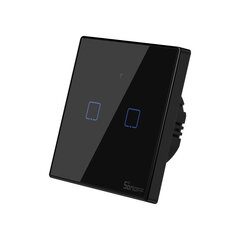Sonoff TX T3 EU 2C 2-канальный умный настенный сенсорный выключатель света WiFi + RF (черный) цена и информация | Электрические выключатели, розетки | 220.lv