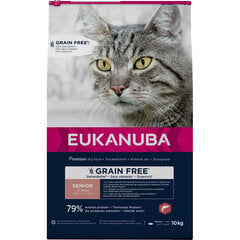 Eukanuba Grain Free Senior vecākiem kaķiem, ar lasi, 10 kg cena un informācija | Sausā barība kaķiem | 220.lv
